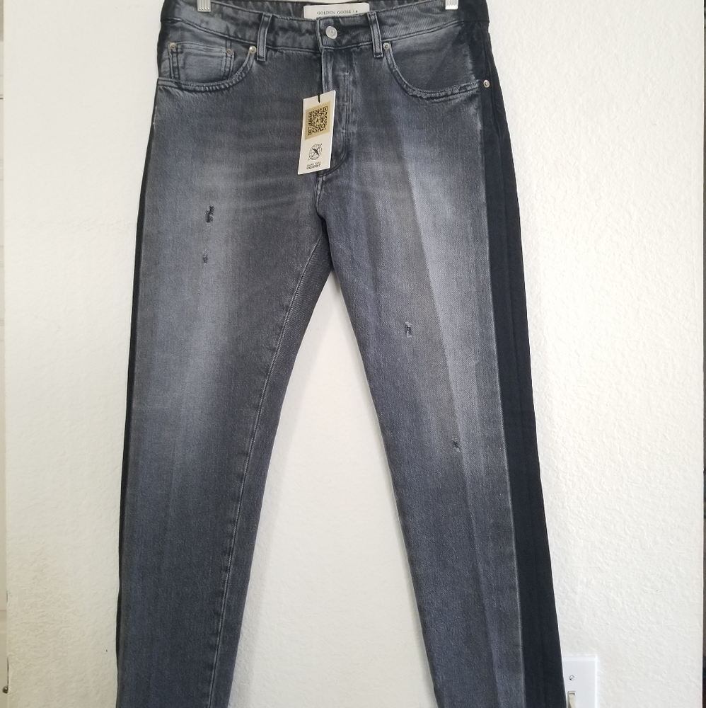 Golden Goose Jolly Distressed Carrot Fit Jeans Black Gray Size 27 - Picture 3 of 15